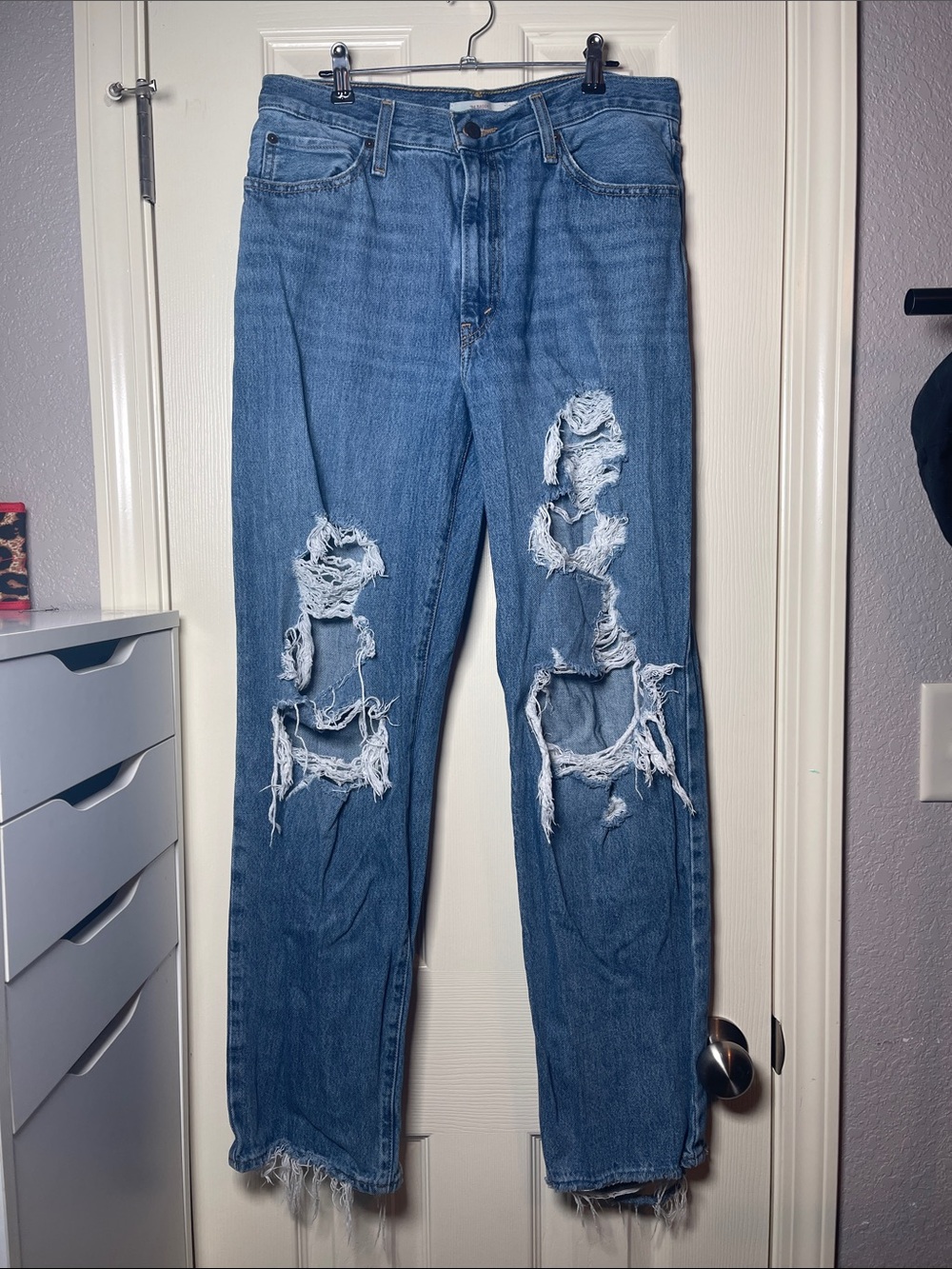 Levi's Blue Ripped Boyfriend Jeans